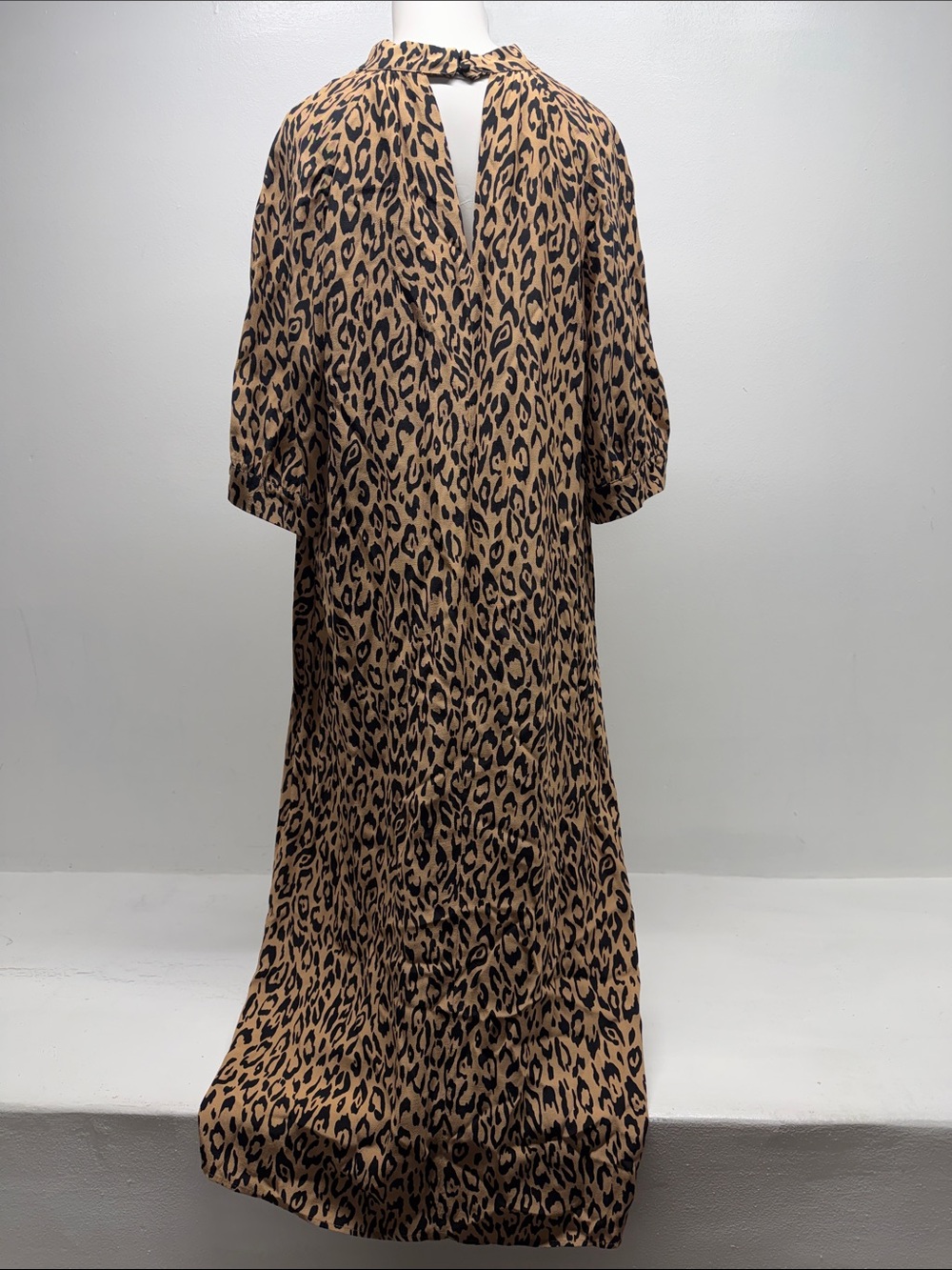 Anthropologie MacKenzie Dress Animal Print Leopard Midi Short Sleeve Brown Large - Picture 4 of 10